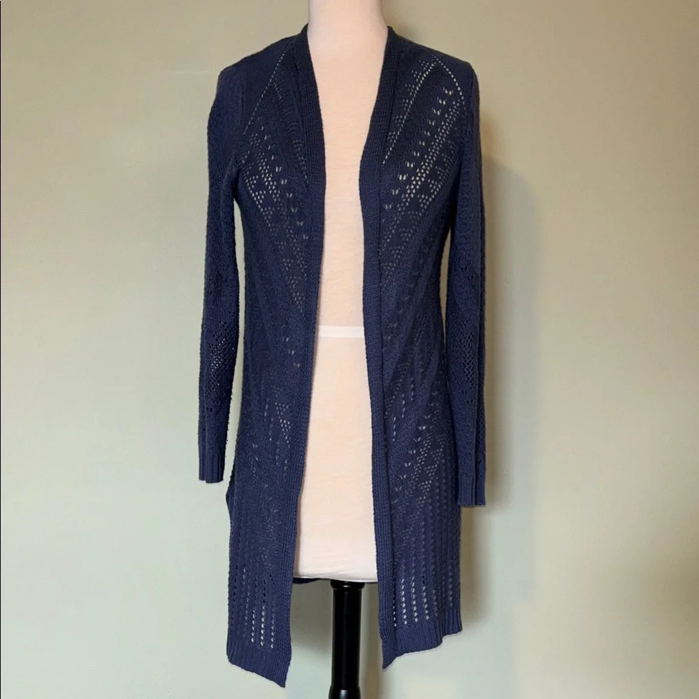LOVE ELLIE Navy Blue Long Open-Front Cardigan Sweater Size Small - Picture 2 of 8
